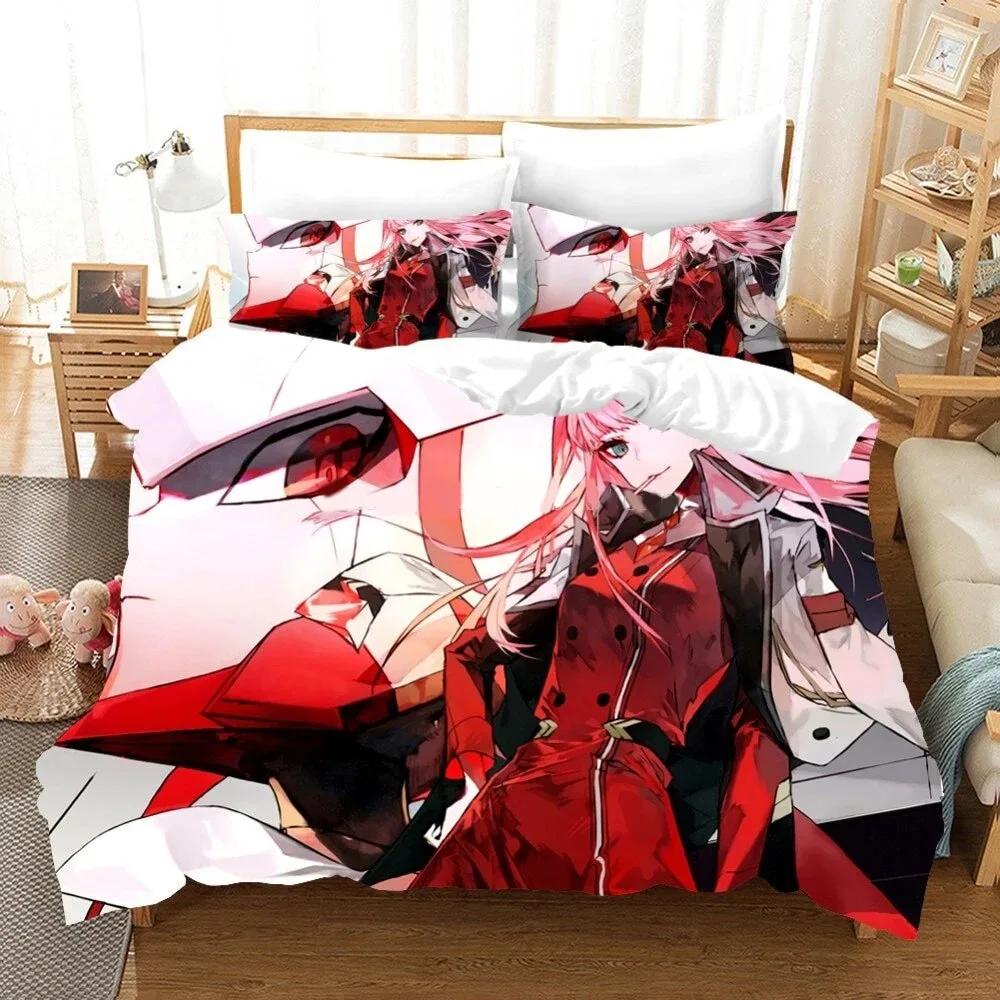 Anime Darling in the Franxx Zero Two 02 Bedding Set Boys Girls Twin Queen Size Duvet Cover Pillowcase Bed Kids Adult