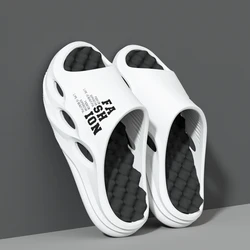 Fashion Trend Men's Slippers Indoor Home Thickened Super Soft Sole Sandals Letter Men's Beach Shoes Outdoor
