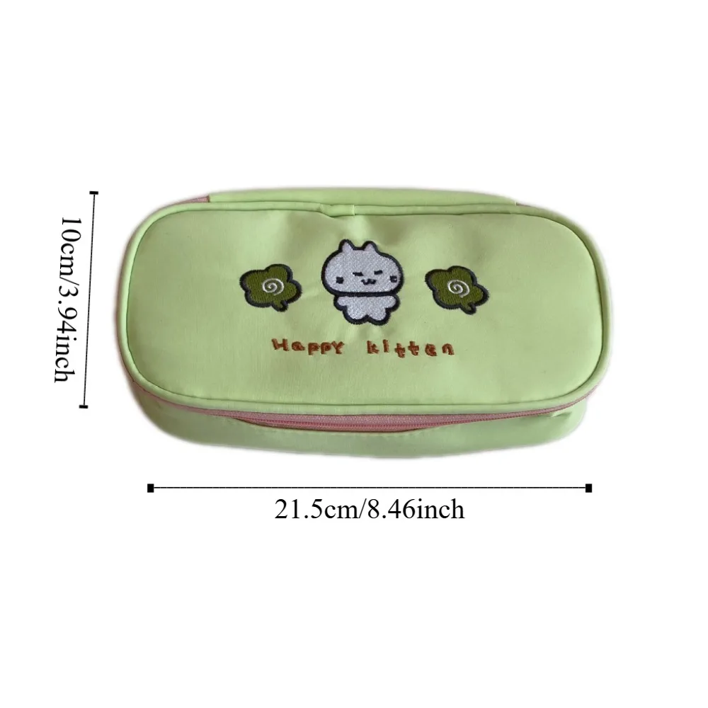 Large Capacity Cartoon Pencil Case Cosmetics Storage Cute Cat Stationery Storage Bag Zipper Square Makeup Bag Student