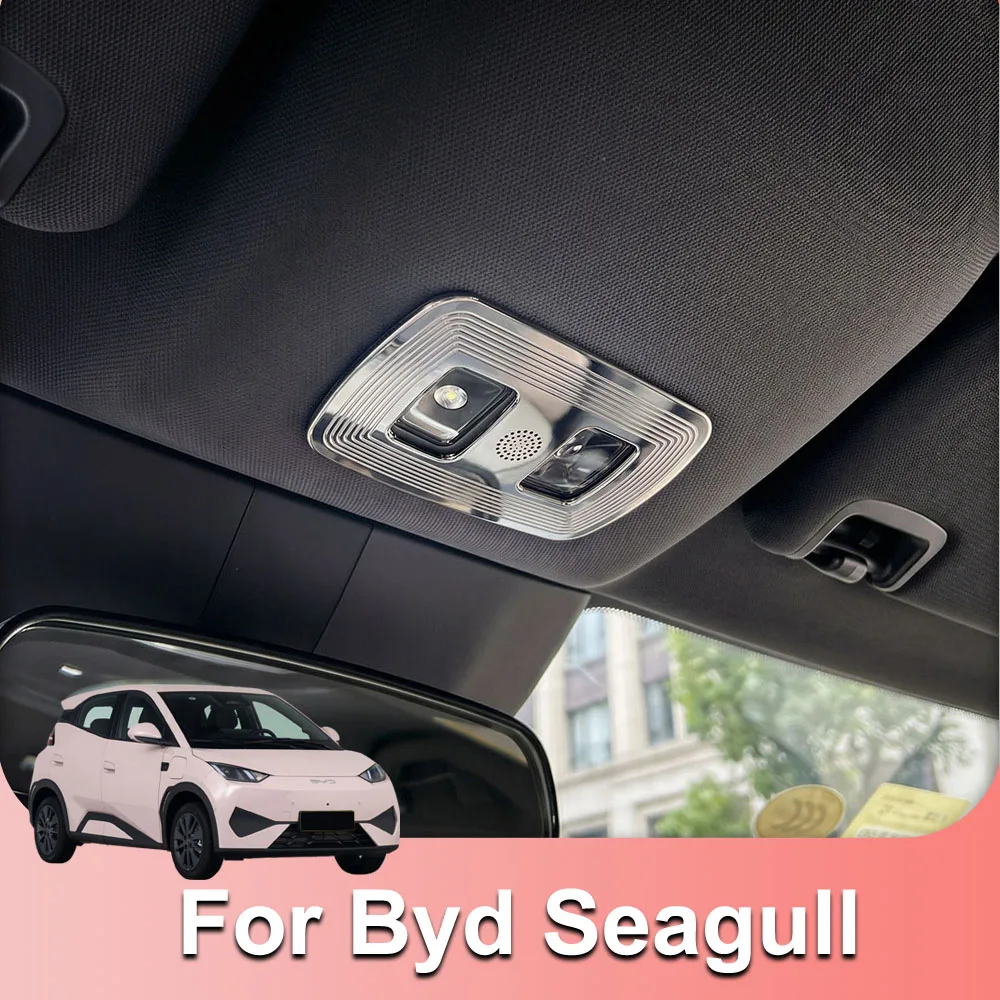 For New BYD Seagull 2026 2027 Roof Reading Light Decorative Cover Car Modification Accessorie Stainless Steel Protective Cover