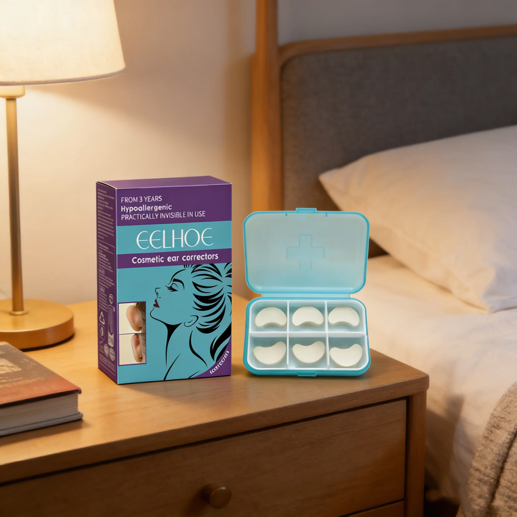 

Eelhoe Cosmetic Ear Stickers Self Adhesive Easy Use Beauty Ears Corrector Tape Portable Invisible Elf Ear Shaping Patches 6pcs