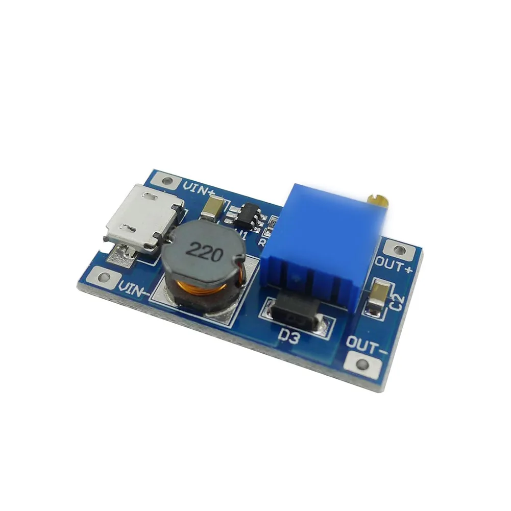 10pcs Compact DC-DC Step Up Converter Module with Precision Multi Turn Potentiometer for Output Voltage Tuning