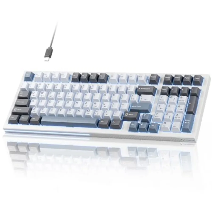 

K98SE Mechanical Gaming Keyboard, 98 Keys LED Backlit Programmable Keyboard, 96% Wired Computer Keyboard with Double Sound Damp