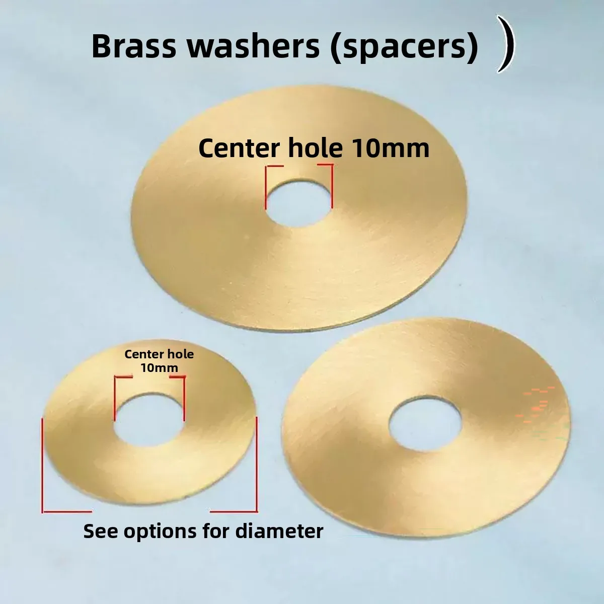 1mm Brass Round Washer 10mm Center Hole Decorative Copper Disc For Lamp Fixture