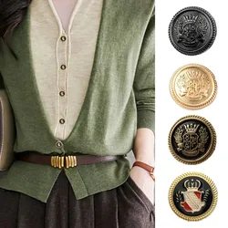 Metal Crown Button for Clothing Decoration, Handmade Button, DIY Sewing Accessories, British Style, Fashion, 15mm, 20mm, 25mm