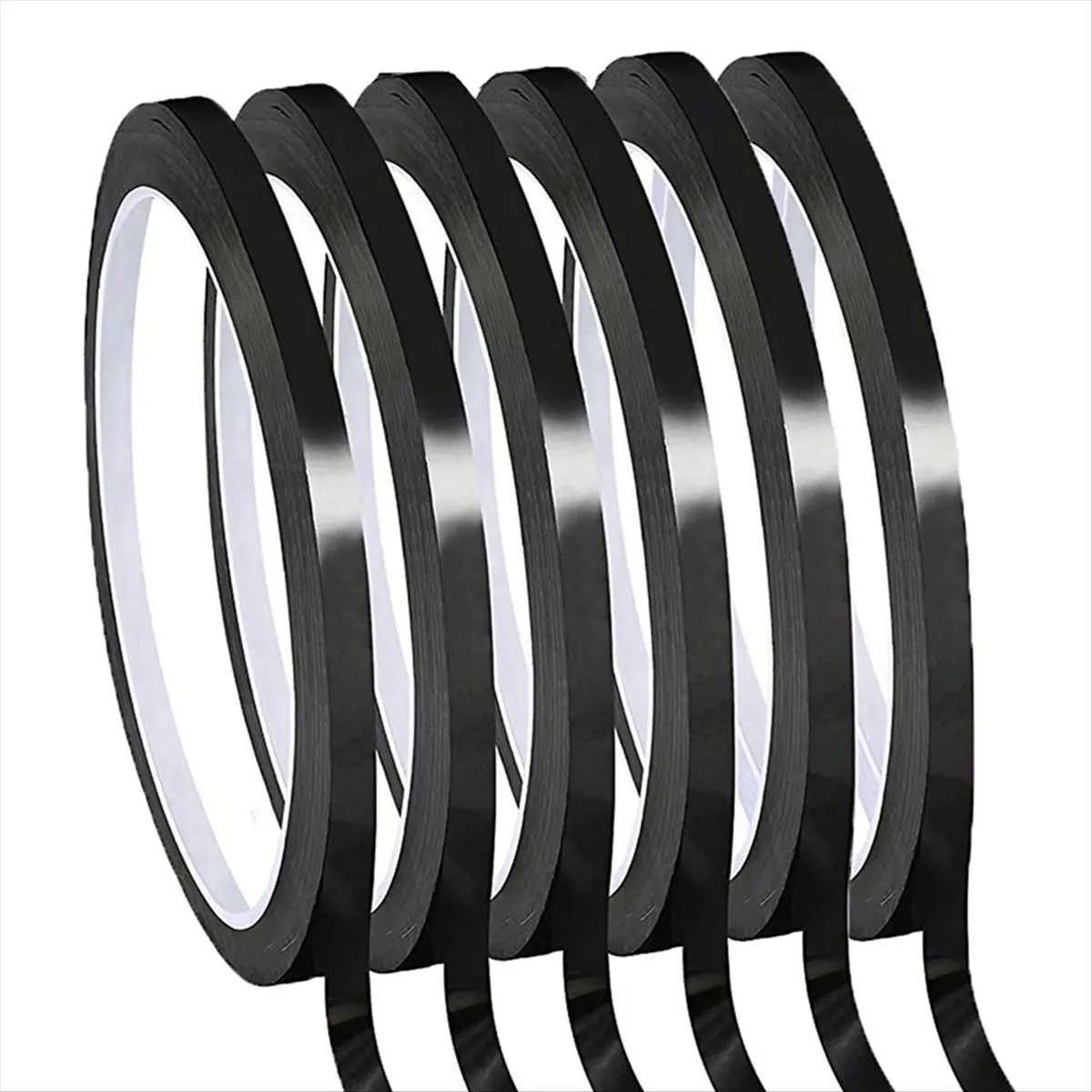 HITL Whiteboard Pinstripe Tape 6 Rolls 1/8Inch Thin White Board Dry Erase Line Gridding Tape (Black)