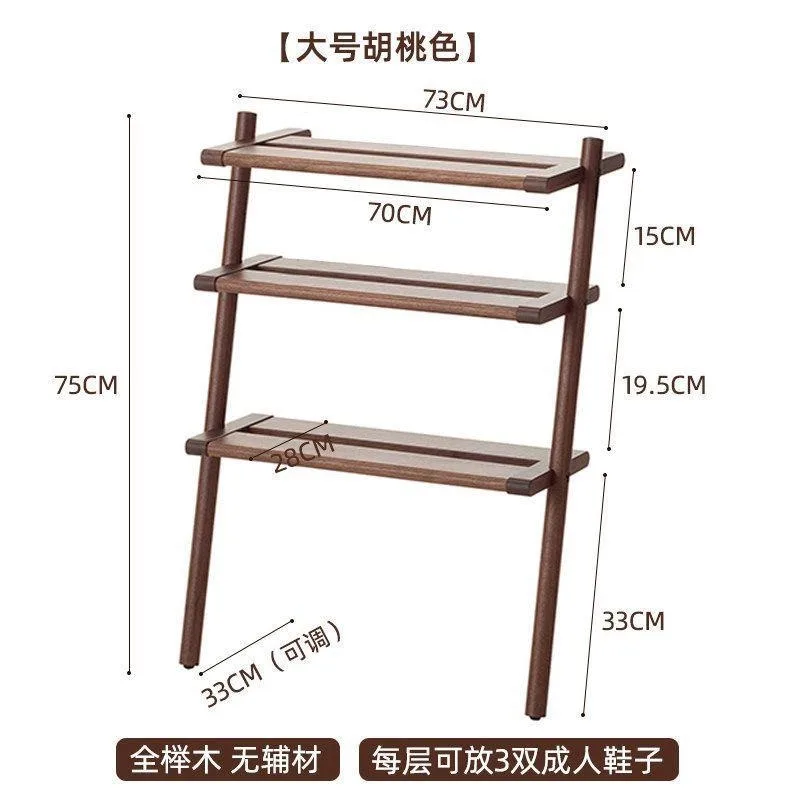 solid wood shoe rack, European beech against the wall porch rack, multi-layer simple slipper rack at the door of the home