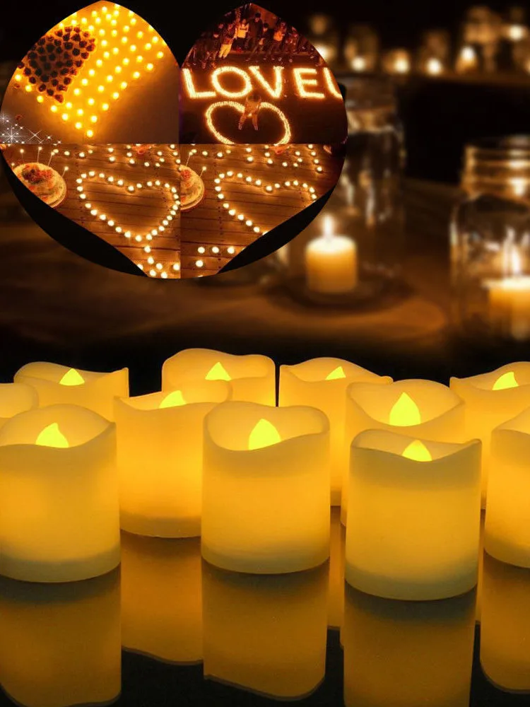 24Pcs Flammenlose LED Kerze Lichter Kreative Wishing Led Tee Lampe Warm Weiß Halloween Hochzeit Weihnachten Dekoration Kerze Licht