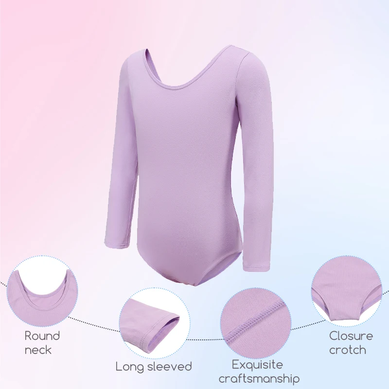 Dance Wear Children's Practice Clothes Girls' Basic Summer Long Sleeve Pure Cotton Ballet Leotard Women's Dance Suit Top