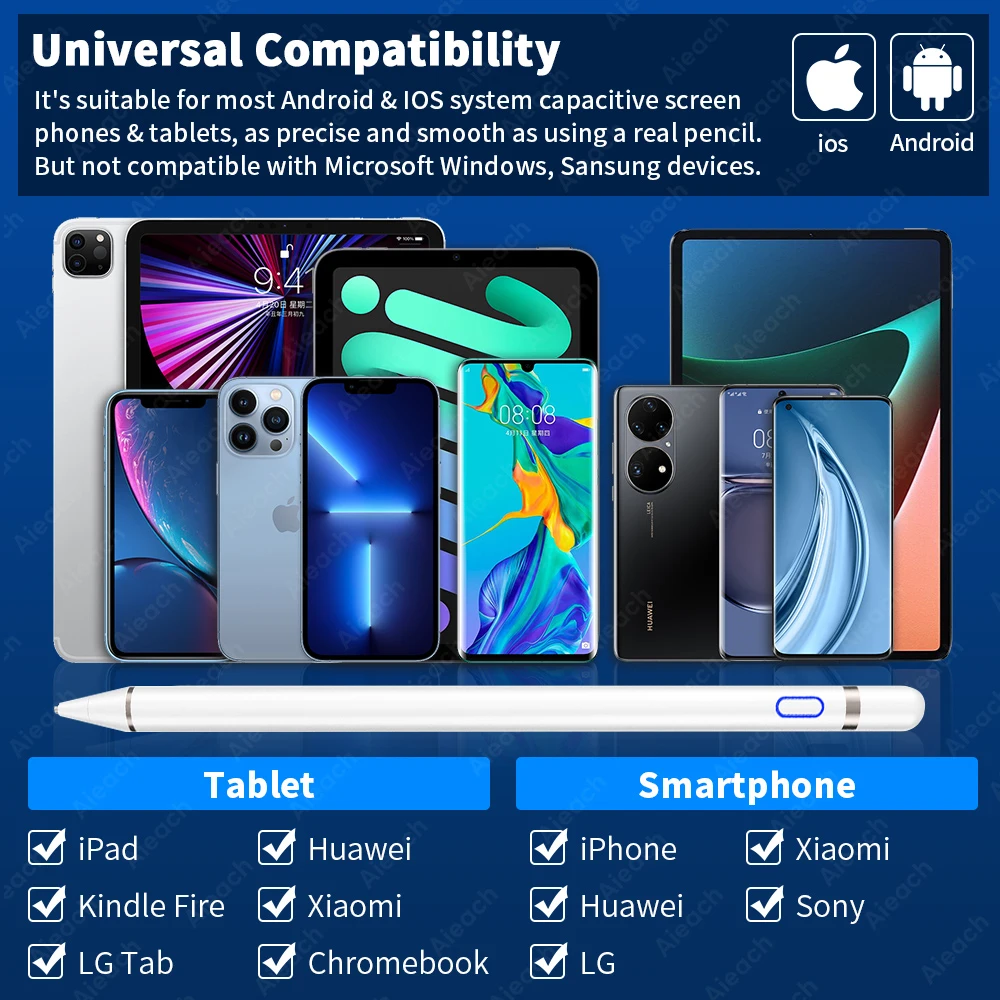 Universal Tablet Active Stylus Pen For Xiaomi Huawei Samsung Tablet Mobile Phone Pen For Android Apple iPad Touch Screen Pencil