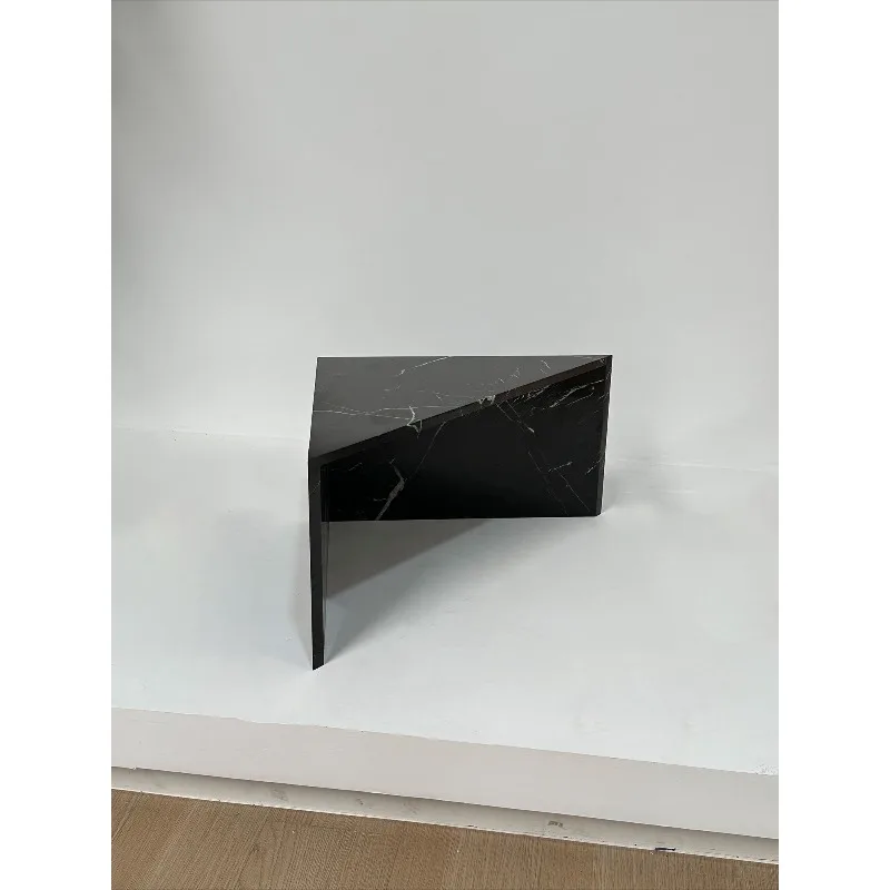 Nordic Light Luxury Triangle Side Table, 100% Natural Marble, Designer for Living Room & Showflat