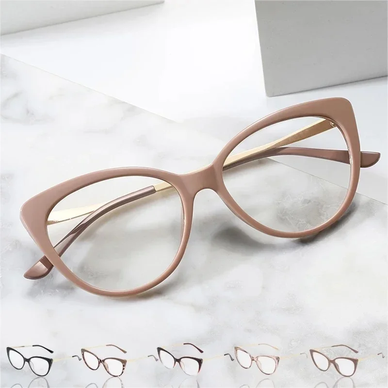 Fashion TR90 Anti Blue Light Blocking Cat Eye Glasses Frame Women Luxury Designer Retro Eyeglasses for Ladies Optical Frame