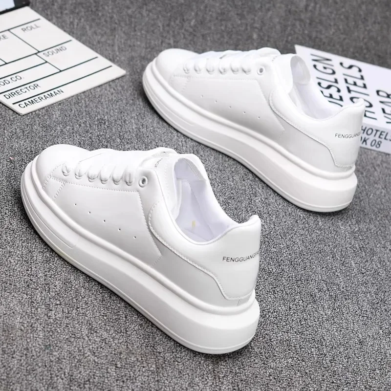 2025 Lacquered White Casual Shoes for Men Women Patent Leather Sneakers Thick Sole Skateboard Outdoor Tennis Walking Wear view 5