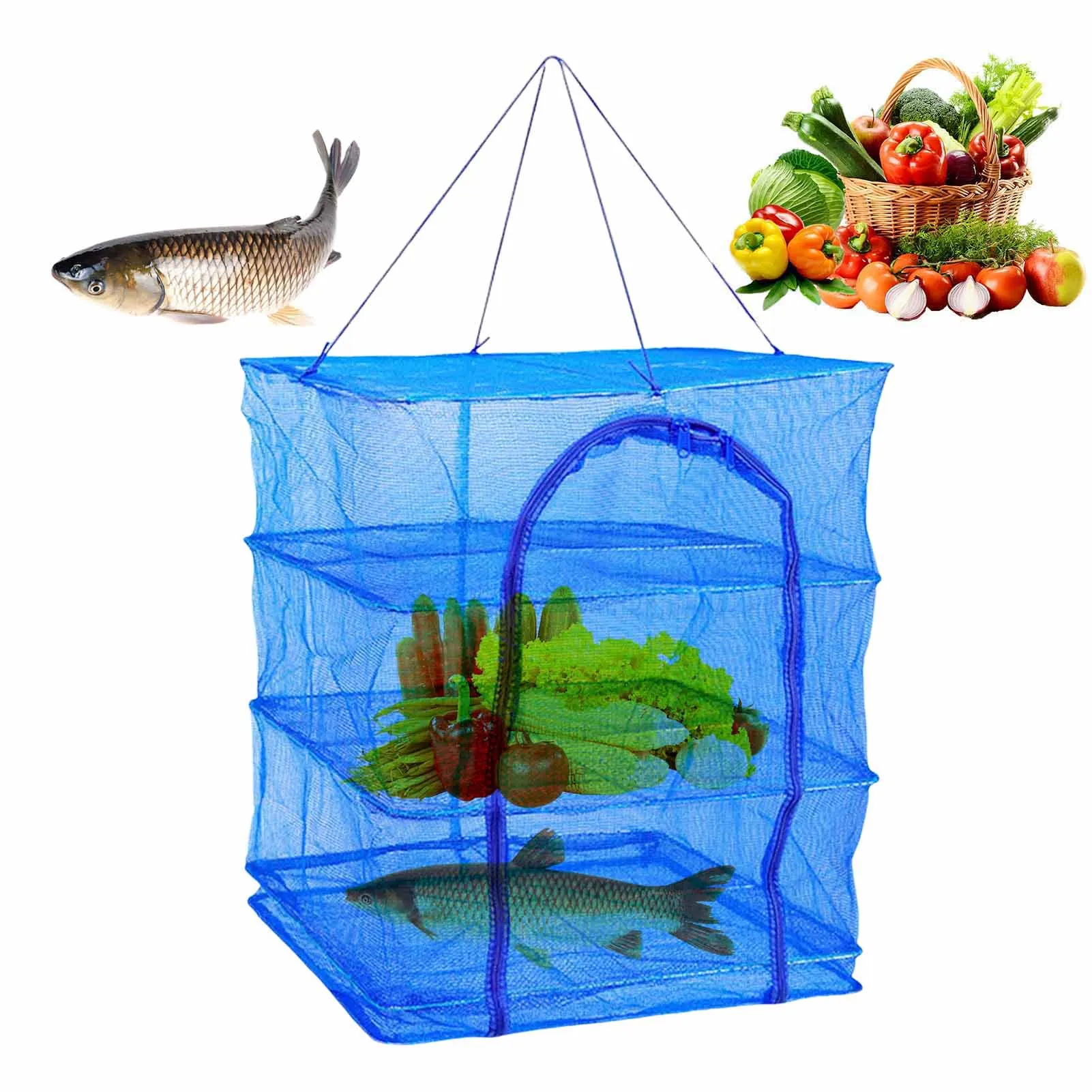 

3 Layers Drying Fishing Net Durable Nylon Drying Mesh For Carp Crucian Shrimp Squid Crab Multifunction Fly Proof Fishing Net