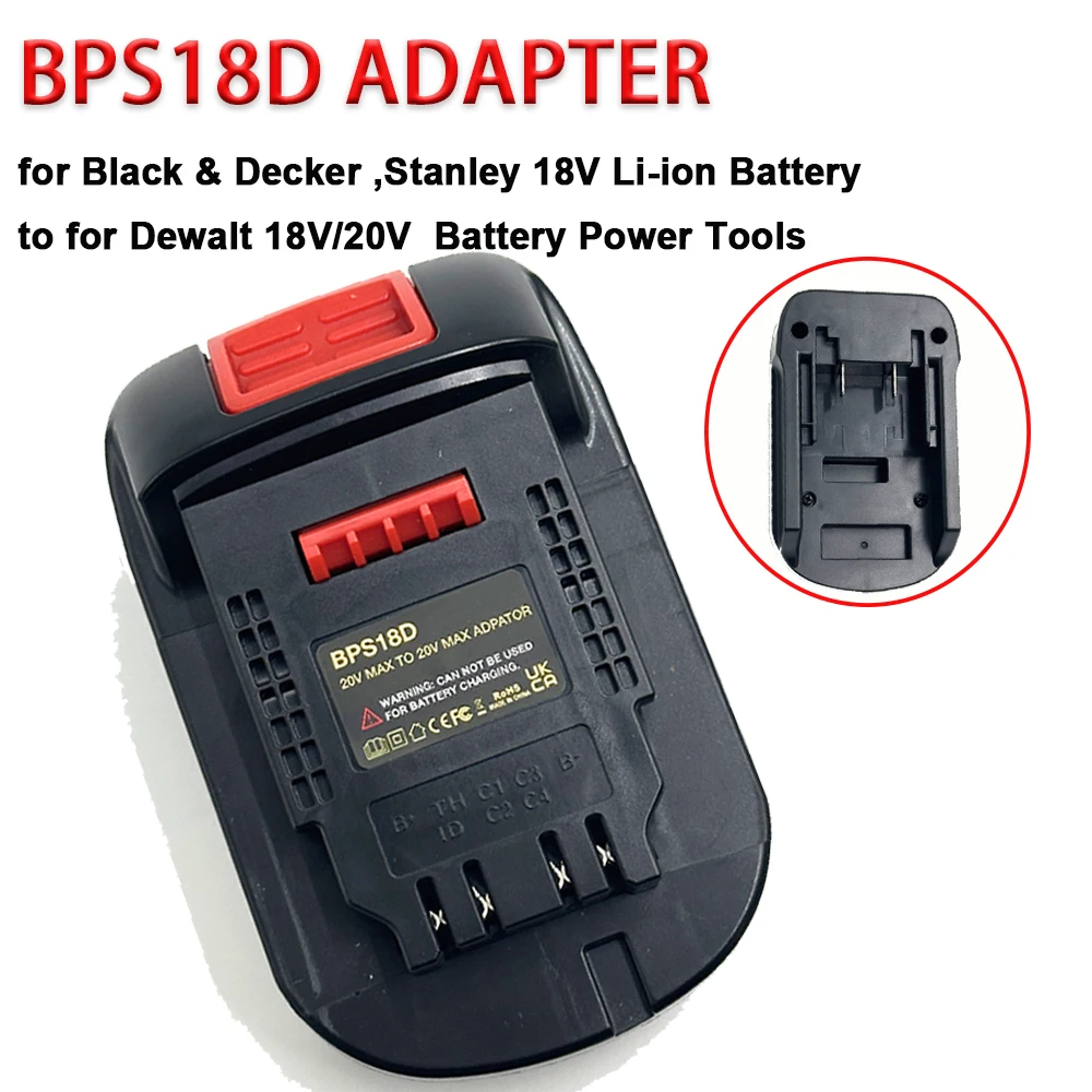Adaptador de Batería BPS18D para Black & Decker/Stanley de 18V Li-ion a Herramientas Eléctricas Dewalt de 18V/20V