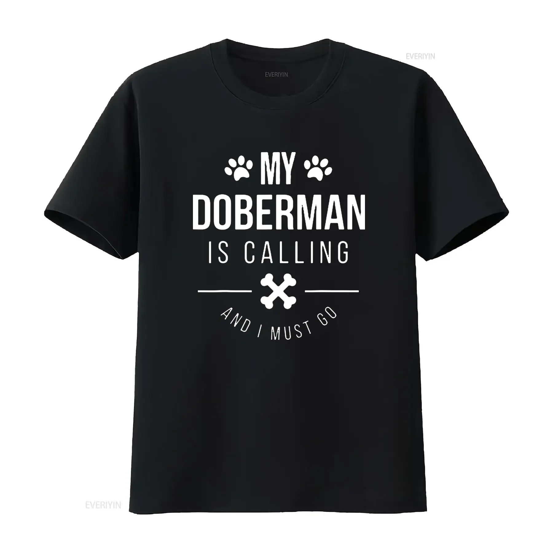 Camiseta de perro Doberman Dobie para mujer llamando Must Go negro X grande vintage gráfico lavado estirado transpirable ropa de calle elegante