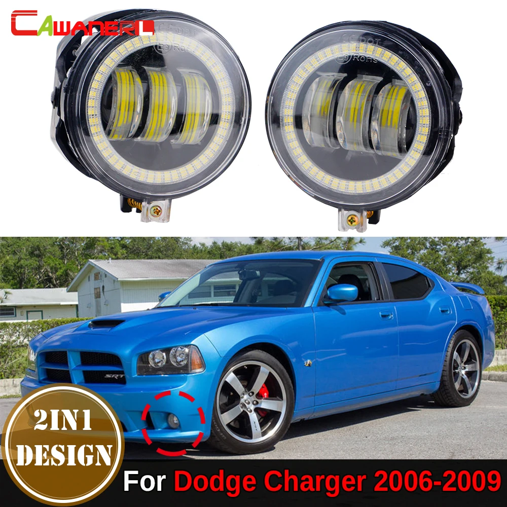 2 X Car Angel Eye LED Fog Light Daytime Running Lamp DRL Accessories For Dodge Charger 2006 2007 2008 2010 (Not fit SRT-8 Model)