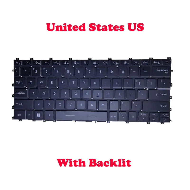Black/White Laptop Backlit Keyboard For MSI Summit E13 Flip Evo A12M A12MT Summit E14 Evo A12M English US No Frame New