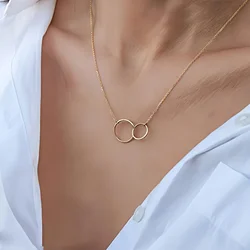 Women's stainless steel double loop necklace casual everything clavicle chain Round cross bracelet seamless welded jewelry set