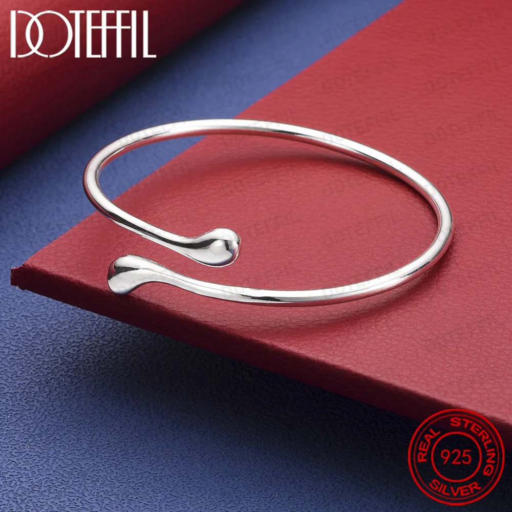 925 Sterling Silver Water Droplet Bangle Bracelet For Woman Man Wedding Engagement Fashion Charm Party Jewelry