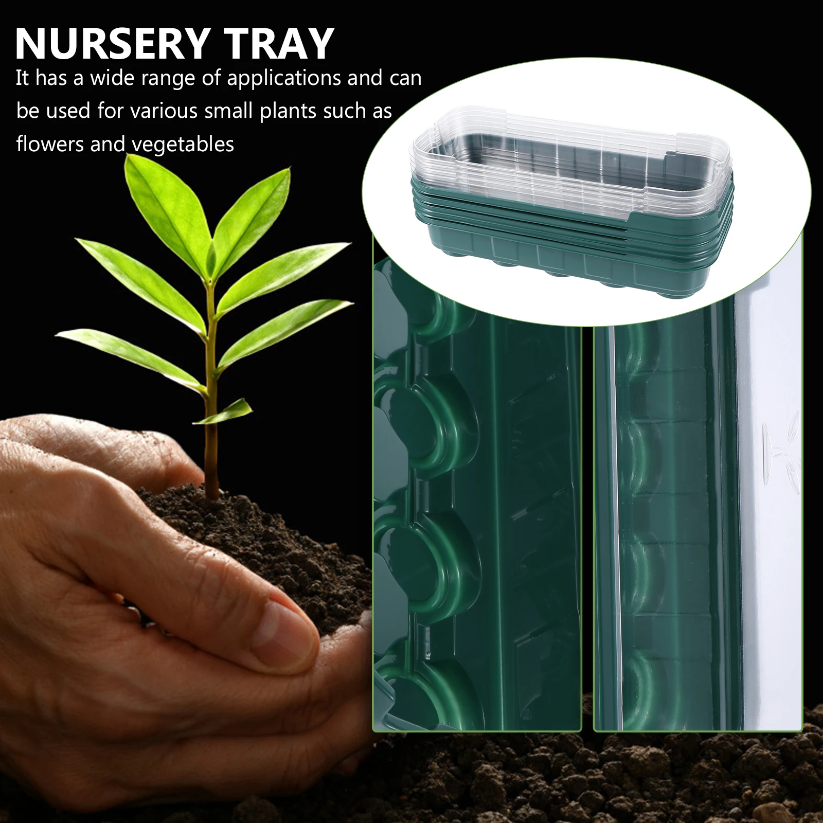 

5 Pcs Seedling Box Plastic Tray Nursery Vegetable Seeds Garden Plant Pot Plants Germination Sprouter Breeding Propagator