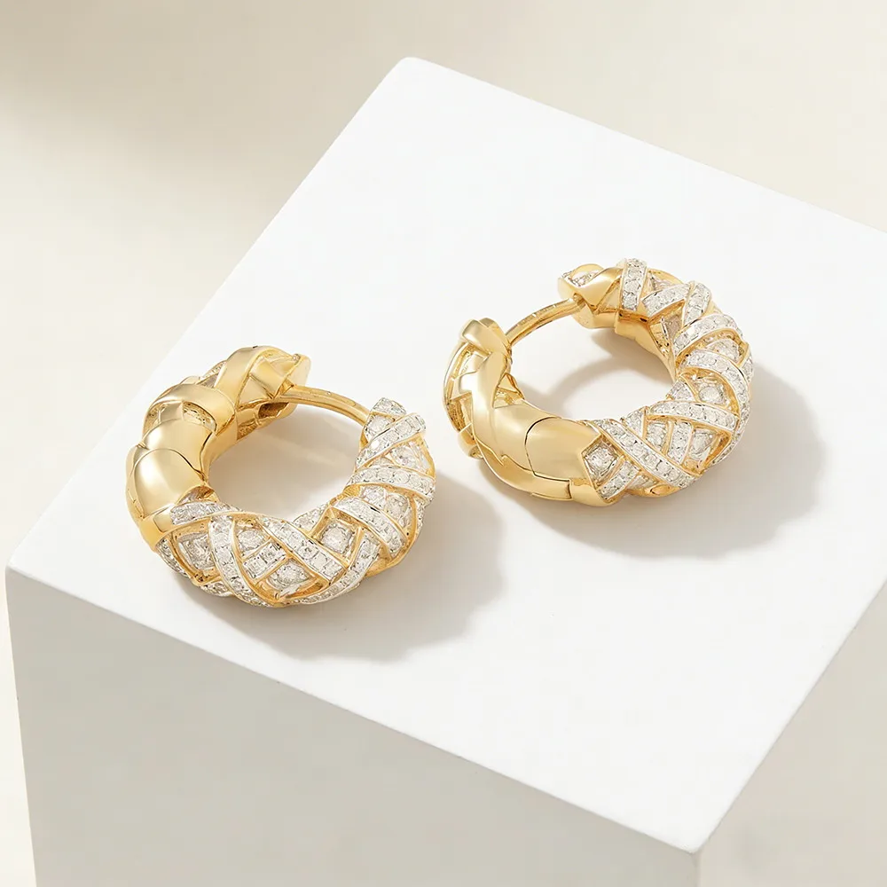 Edelstahl PVD Chubby Round Tube O-förmige Creolen Ohrringe für Damen mit glänzendem Zirkonia Pavé Huggie Punk Schmuck Bijoux