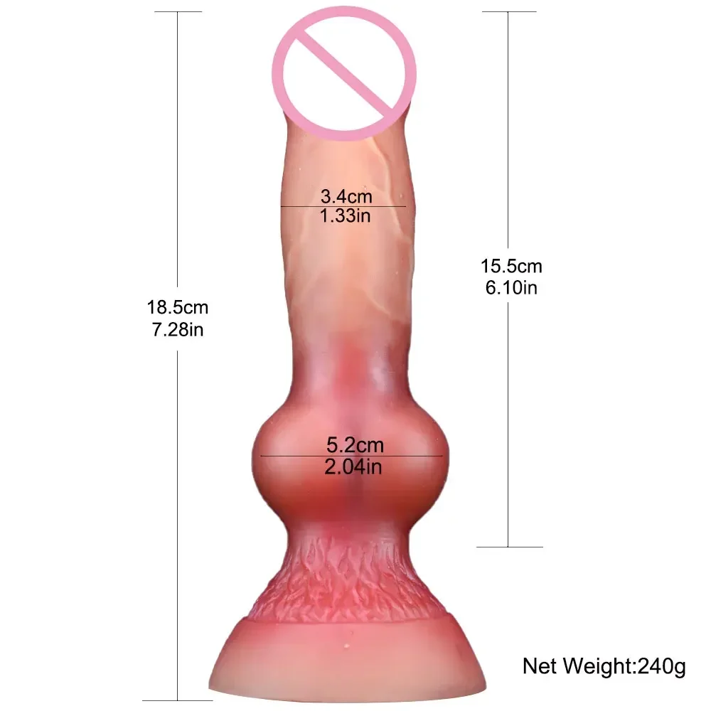 Soft Double Layer Silicone Realistic Animal Dog Dildo Anal Plug With Suction Fake Penis Wolf Dick For Man Women Lesbian Tools