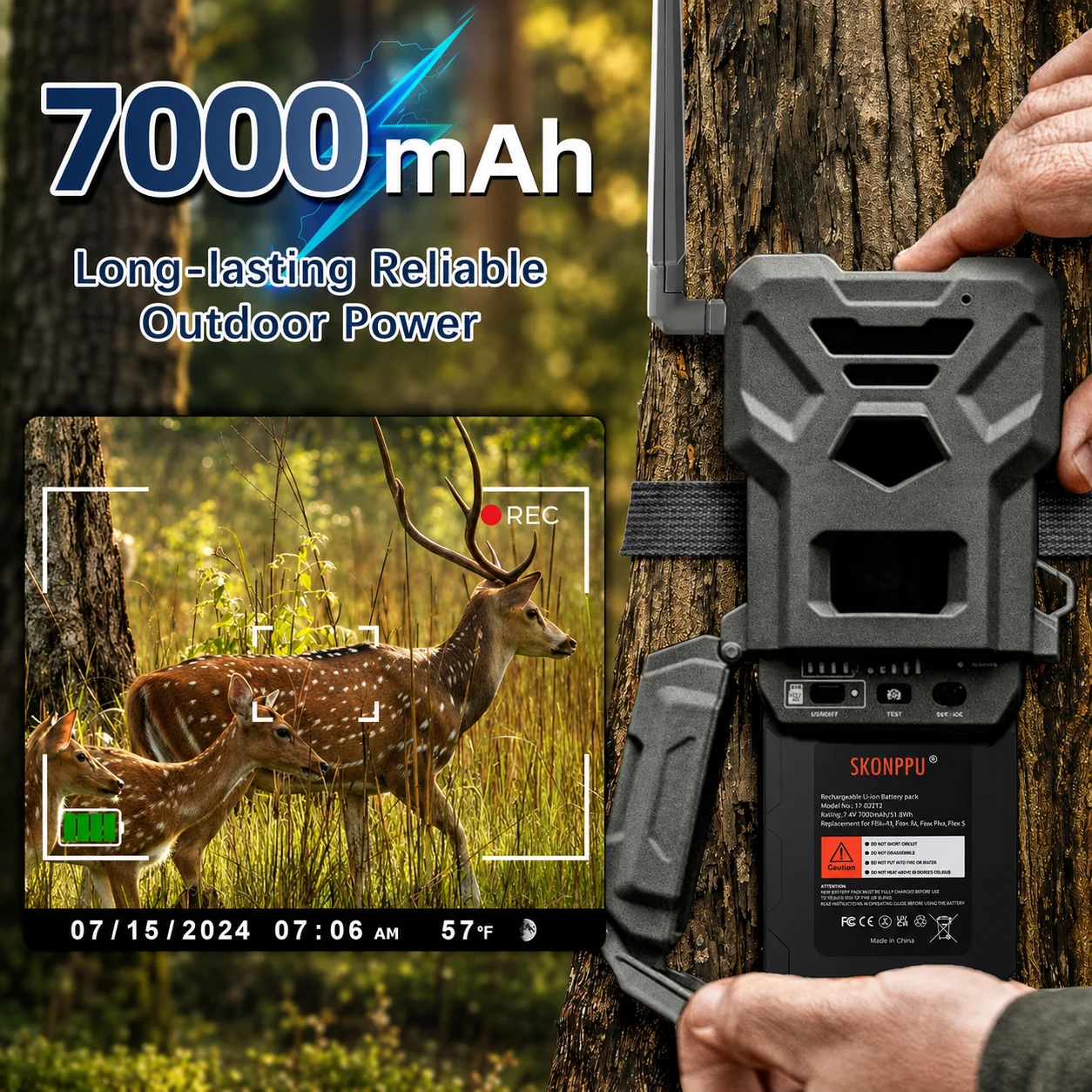 7000mAh Lithium Battery for SPYPOINT LIT-22 Compatible with Flex-M Flex-S Flex G-36 Flex-Plus Trail Camera