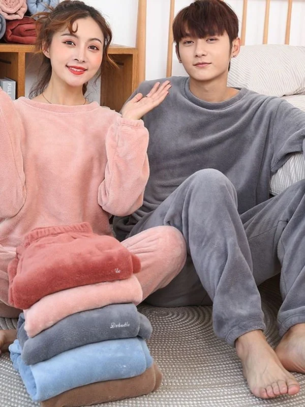 

Женский комплект теплых брюк Thiened Coral Fce, свободная повседневная верхняя одежда, зимняя домашняя одежда, брюки большого размера