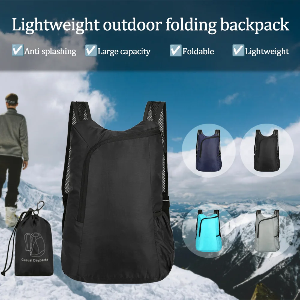 Outdoor Camping Foldable Ultra-Thin Waterproof Nylon Hiking Backpack, Ultra Lightweight Packable Cycling Backpack for Men and W