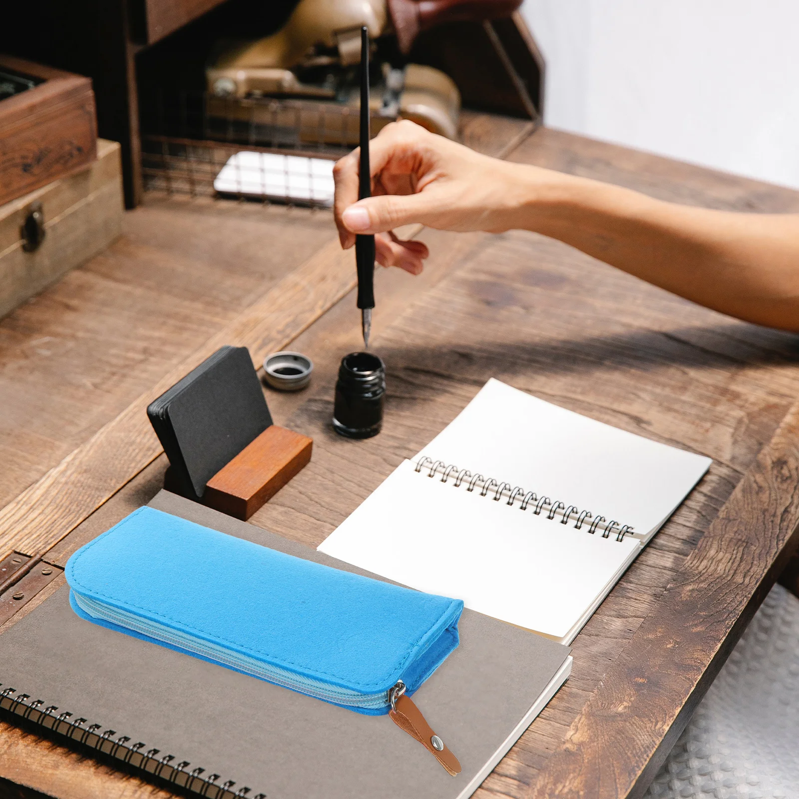 

4Pcs Multi-Function Stationery Bag Felt Pencil Pouch Portable Organizer Large Capacity Handheld Storage Bag for Students