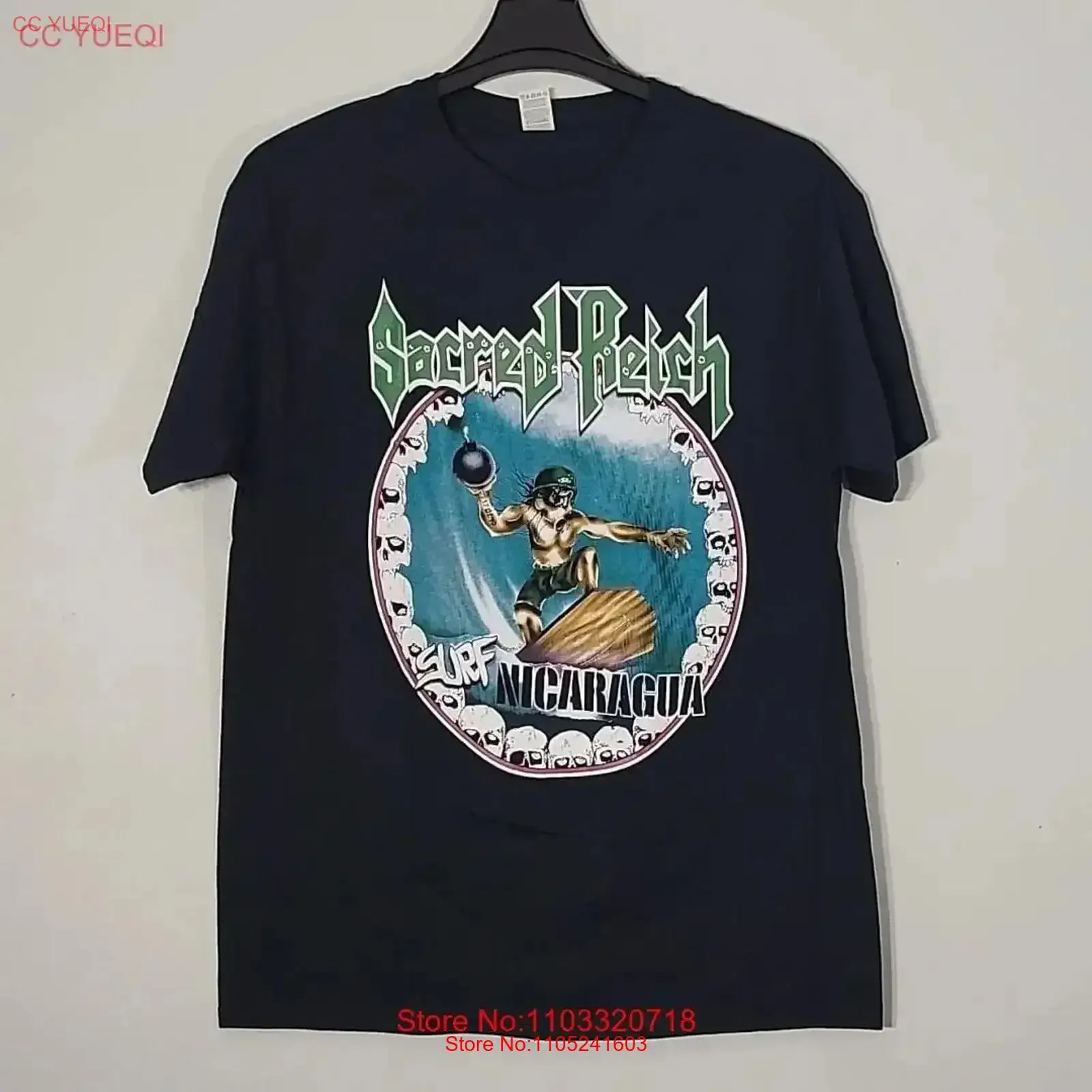 SACRED REICH Surf Nicaragua L LARGE Official T Shirt Black Mens Band Logo vintage Washed Soft Comfortable graphic vintage