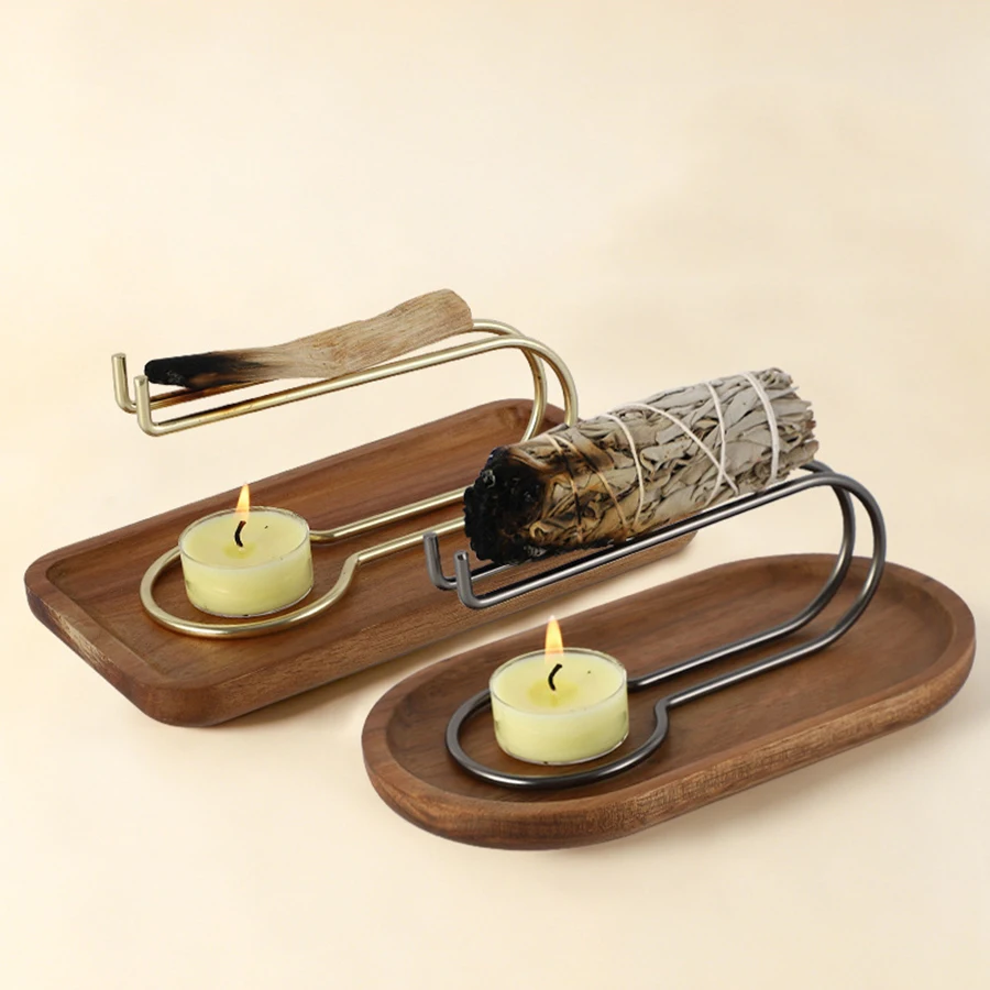 Support de brûleur pour bâtonnets d'encens Palo Santo du Pérou, support de bougie d'encens à la sauge blanche, support décoratif pour la méditation et l'aromathérapie à domicile