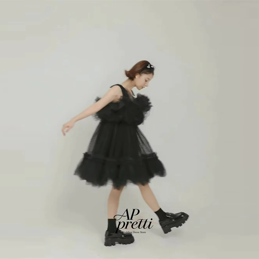 AP pretti Lovely Tulle Korea Wedding Dresses PhotoShoot Strapless Customized Spaghetti Strap Mini-Length Bridal Gown 2026웨딩드레스