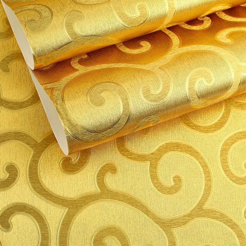 Luxury Gold Wallpaper Relief Damask gold foil Wallpaper for Bedroom Living Room Hotel Background KTV Ceiling Golden Wallcovering