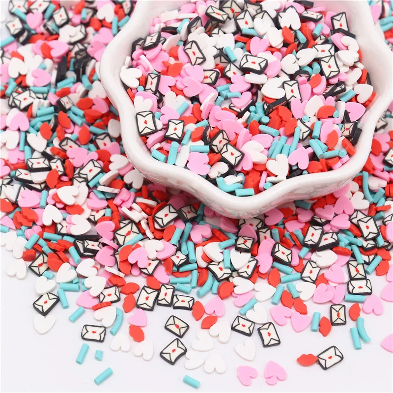 10g Heart Polymer Clay Lovely Cute Heart Clay Slices Valentine Sprinkles for DIY Craft Slime Filling Nails Art Accessories