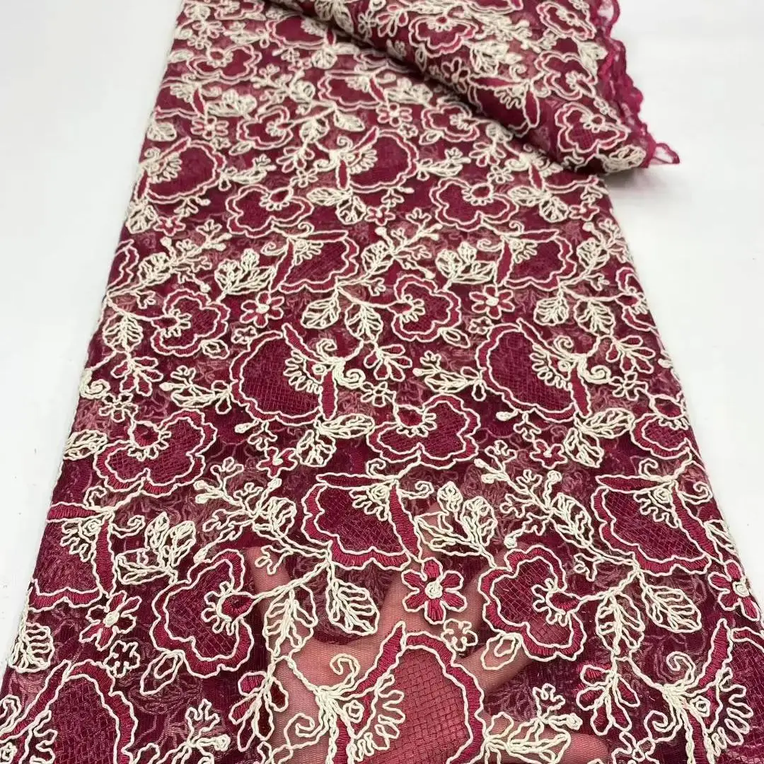 Luxury African Sequin Beaded Lace Fabric 2025 High Quality Groom Nigerian Wedding Bridal Embroidery French Tulle Sewing