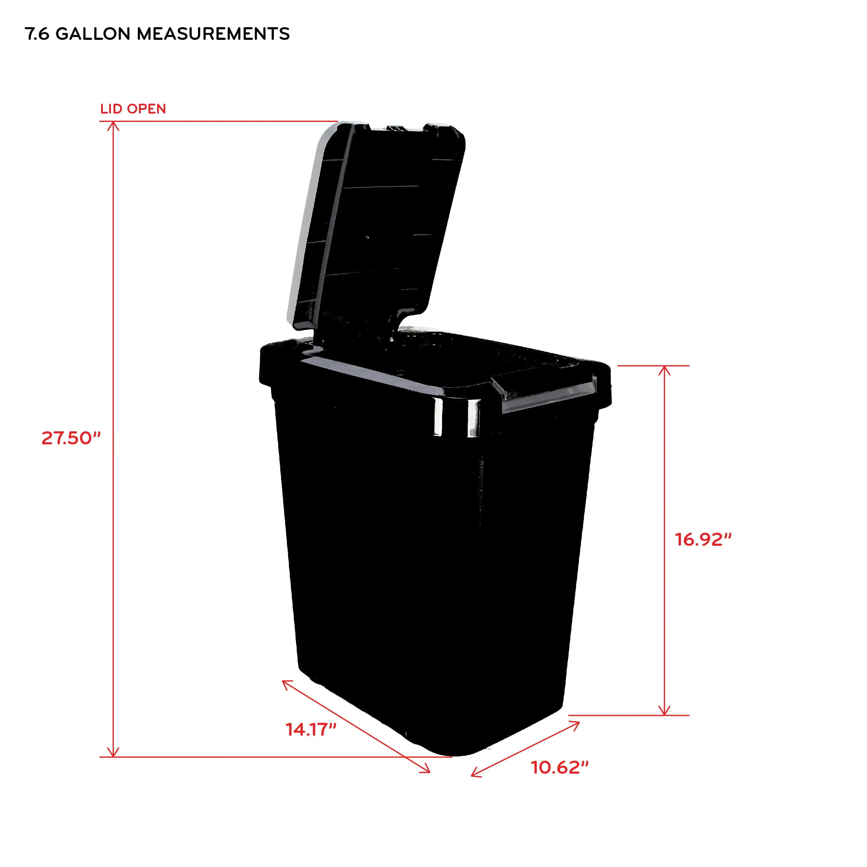 7.6 gal Plastic Touch Top Lid Kitchen Trash Can, Black Suitable for office, bedroom, kitchen or dormitory