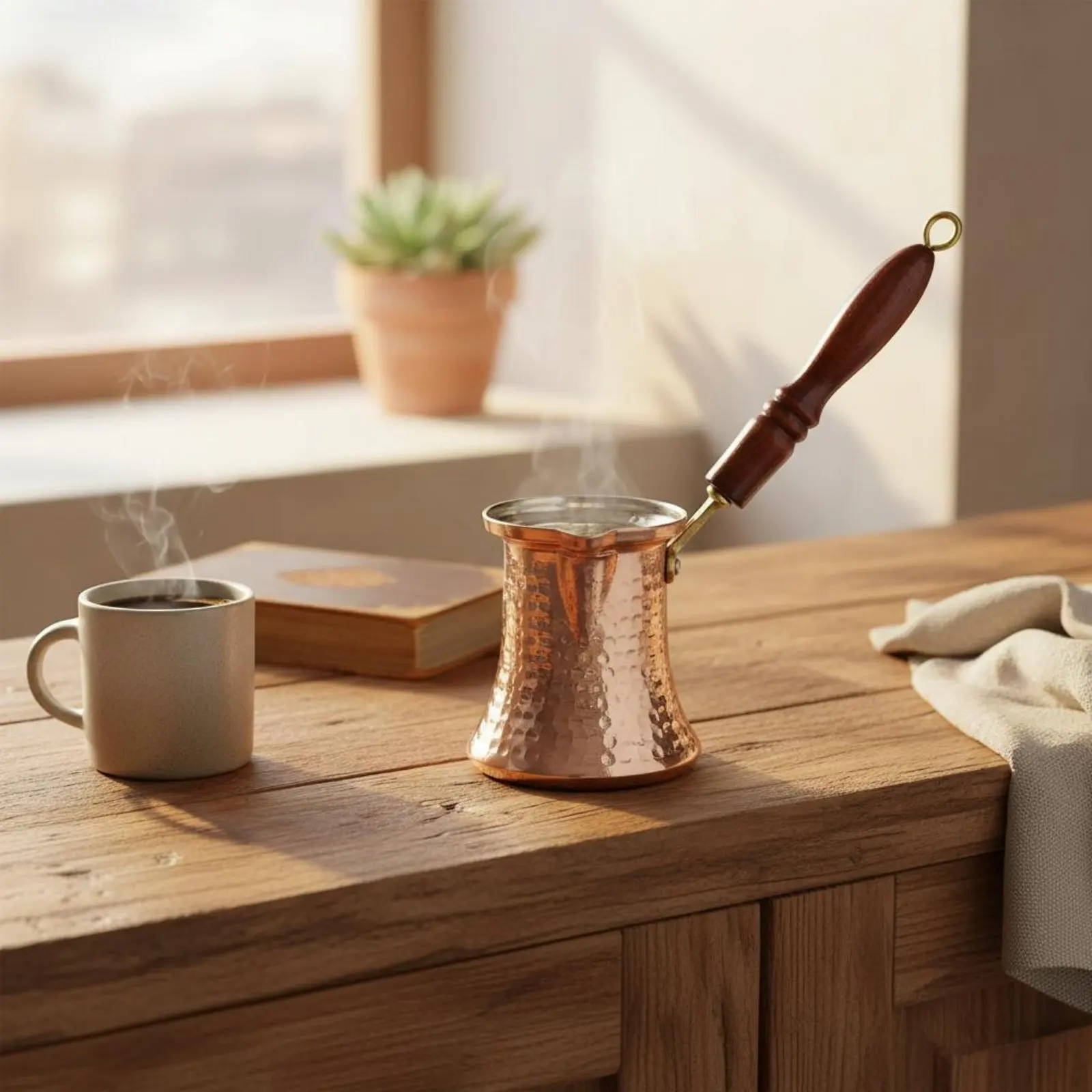 Turkish Coffee Pot Traditional Design Cezve Copper Cezve Tin Lined Arabic Ibrik Easy to Clean for Travel view 6