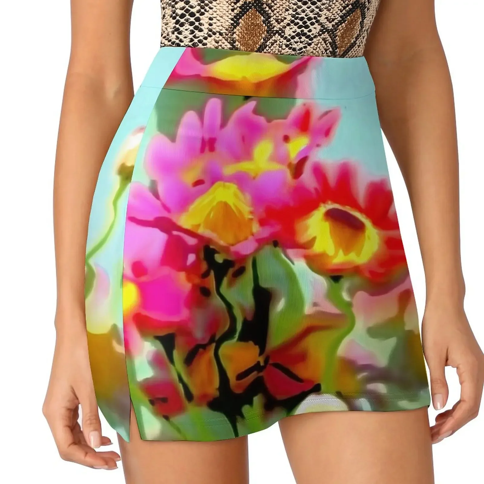 Minissaia digital com flores de água, saia midi para mulheres, roupas de luxo coreanas, saia sexy