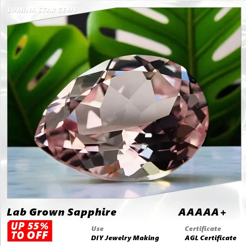 L-Top Lab نمت الياقوت ساكورا الوردي اللون الكمثرى شكل أحجار كريمة مفكوكة DIY بها بنفسك حلقة قلادة أقراط مع شهادة