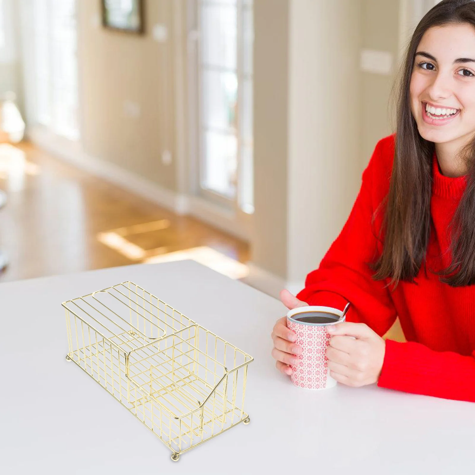 

Iron Gold-Plated Tissue Box Smooth Surface No Burrs Napkin Holder For Home Hotel Living Room Desktop Organizer Storage Box