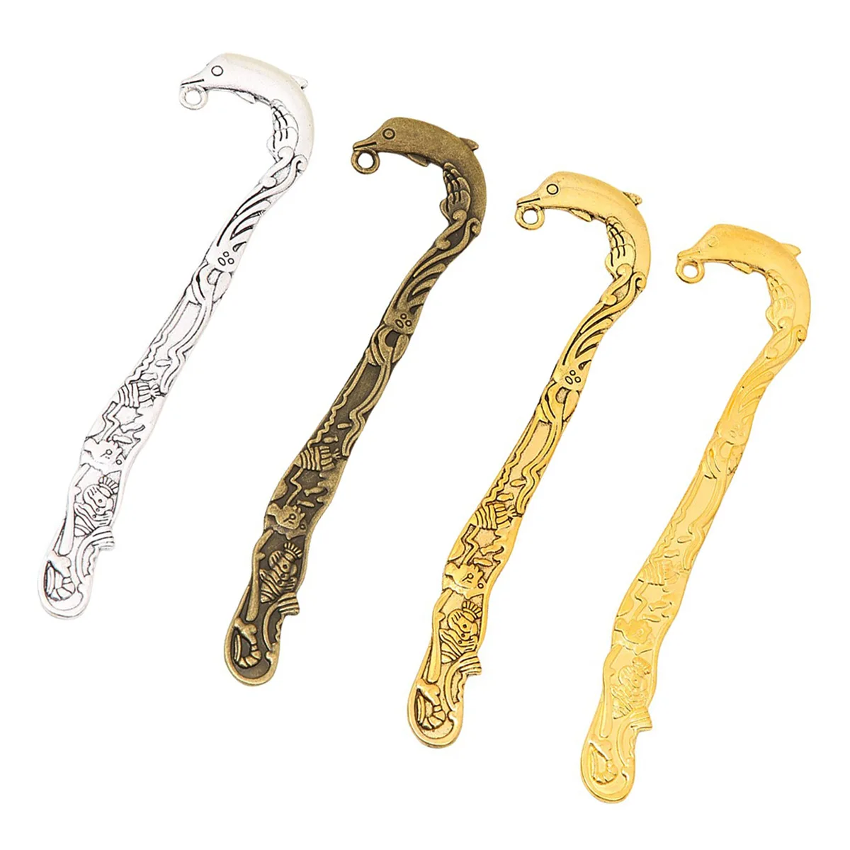 

Gold Silver Bronze Tone Bookmarks Metal Dolphin Fish Ocean For Book Reading Jewelry DIY Findings 118x28x3mm