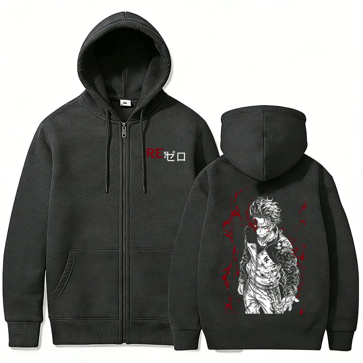 Anime Re:ZERO Starting Life in Another World Reißverschluss-Hoodie Subaru Natsuki Grafik-Kapuzenpullover mit Reißverschluss für Männer und Frauen, Vintage-Freizeitjacke – Detail 5
