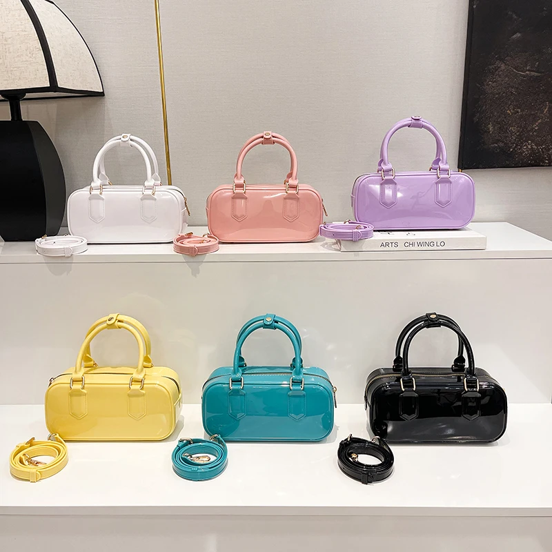 MOODS PVC Small Top-handle Bags For Women Solid Color Waterproof Shoulder Cross Body Messenger Bag 2025 Designer Handbags Luxury