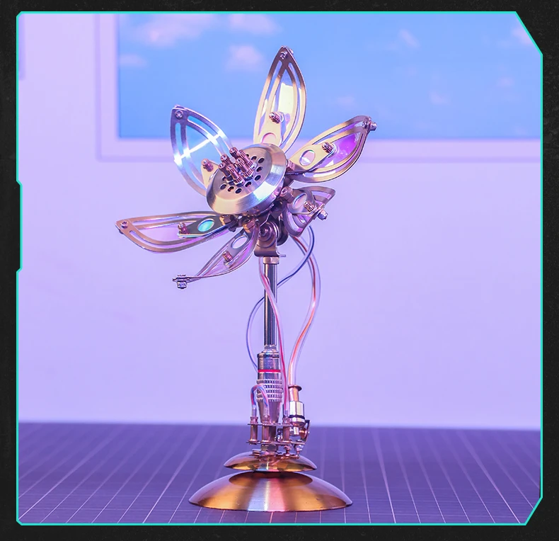 De oorsprong van mechanische bloemen, trendy speelgoedfiguren, metalen tafelornamenten voor huisdecoratie, meisjescadeaus, vlinderbasissen