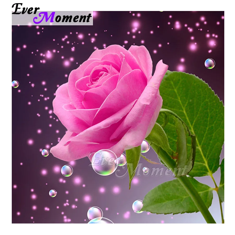 

Ever Moment Diamond Painting Landscape Mosaic Pink Flower Bubble Full Square Resin Drill Diamond Embroidery ASF1095