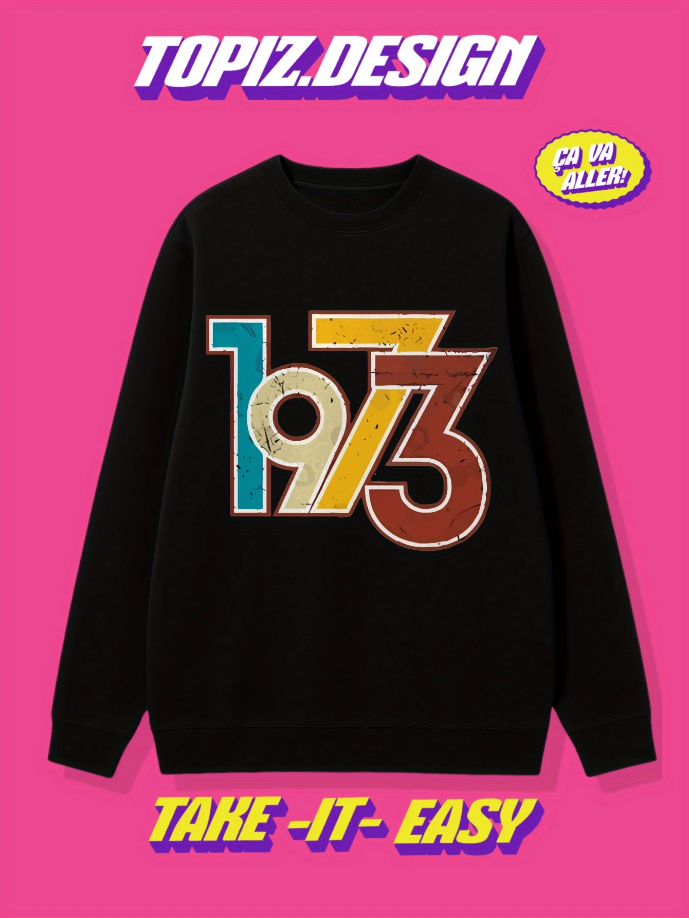

Vintage 1973 Graphic Print Autumn and Winter Cotton Men's and Women's Sweatshirts Outdoor Sports Leisure Fashion Trend Clothing