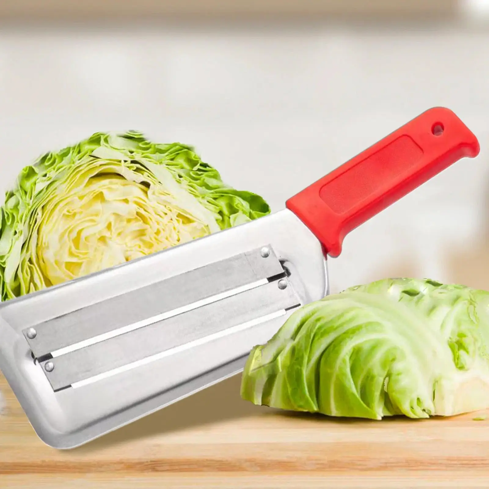 Cortador de Repollo de Doble Capa, Herramienta para Cortar Verduras, Utensilio de Cocina para Triturar Alimentos con Base Antideslizante para Ensaladas y Repollo Salteado