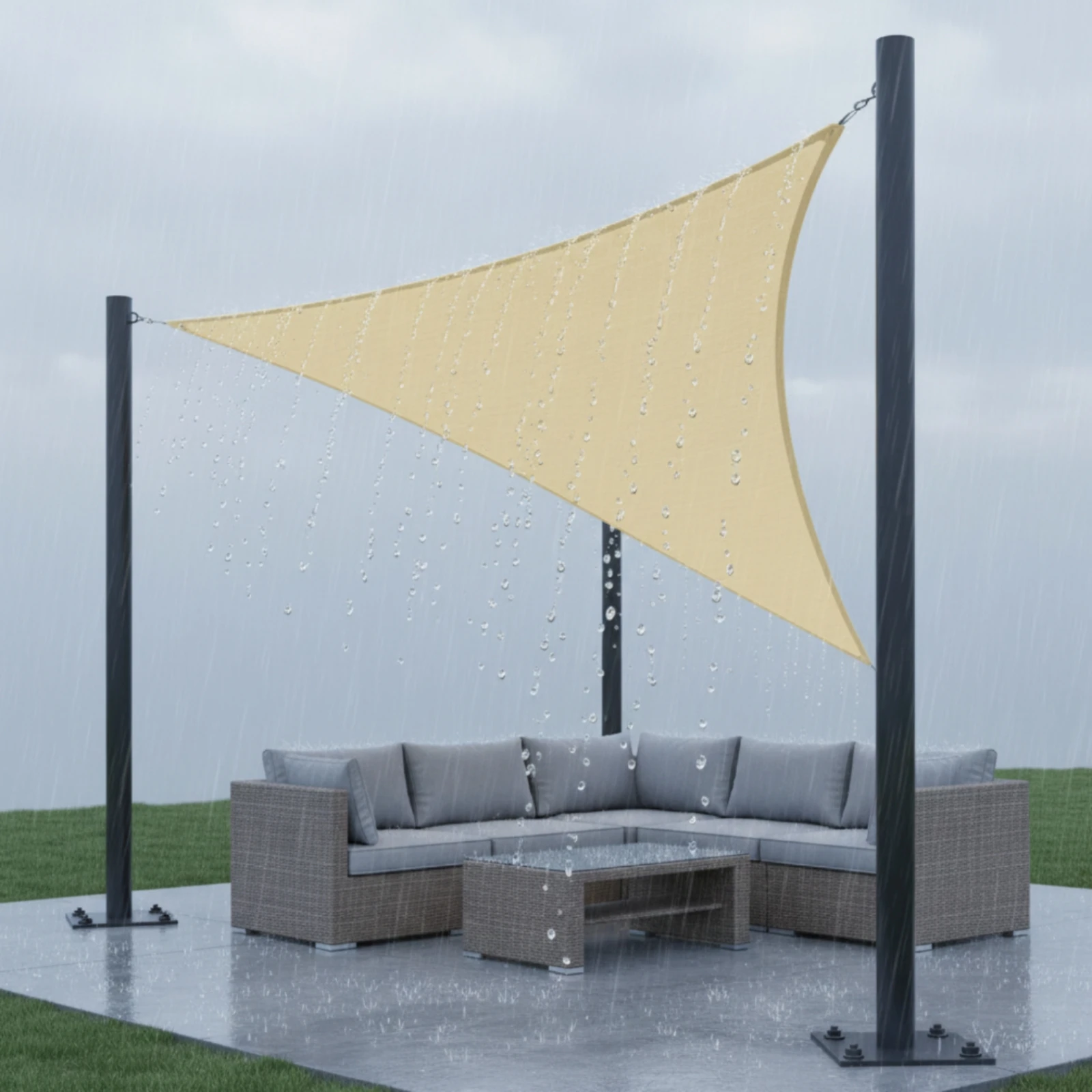 Waterproof Sun Shade Sail Reinforced Corners Triangular Shade Sail Outdoor Cover Storage Bag Heat Reduction for Patio, Courtyard